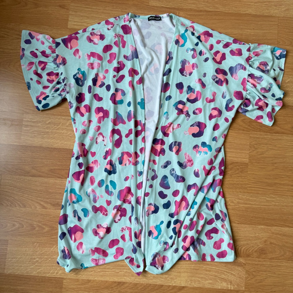 Colorful‎ Leopard Print Kimono Cardigan Heimish 3X